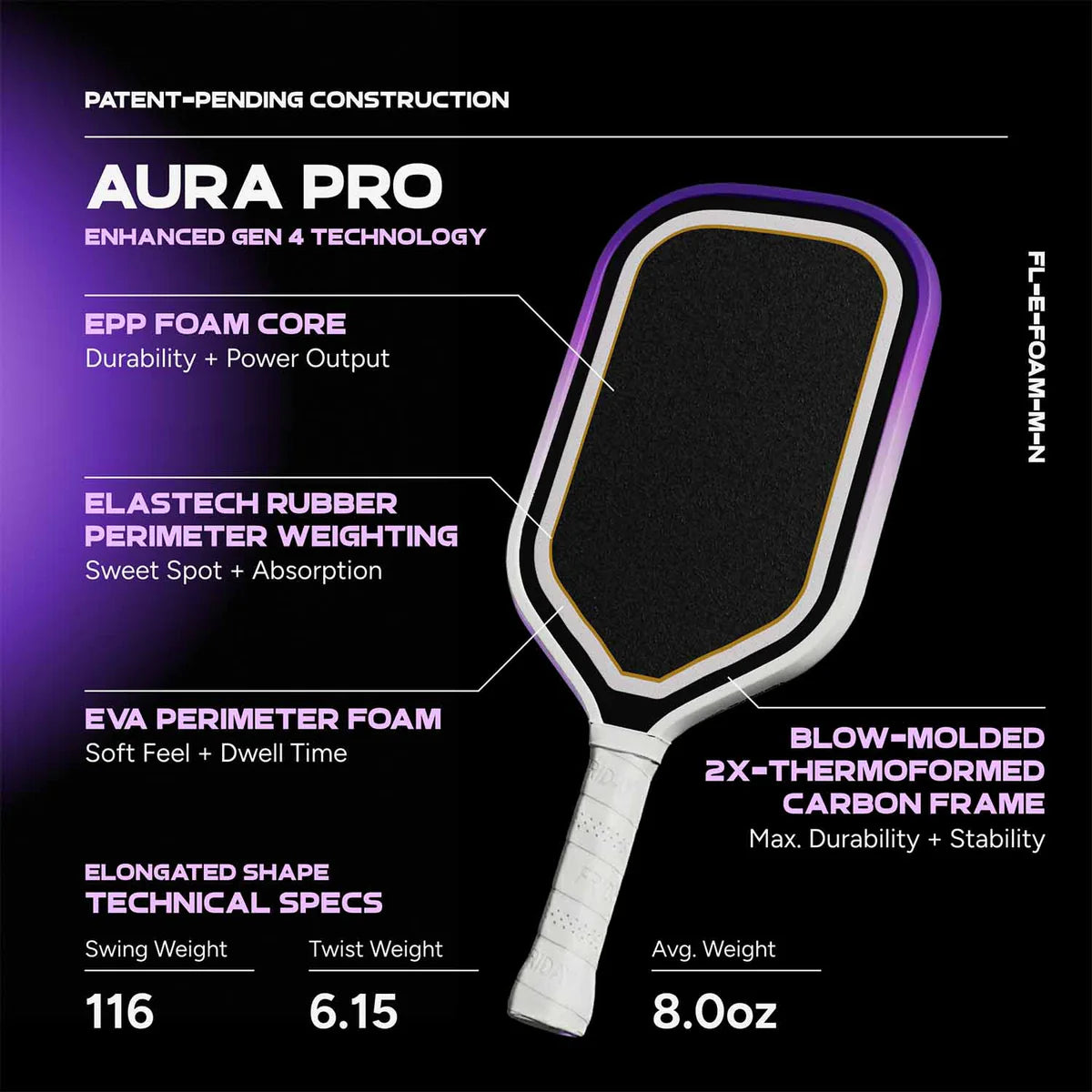 AURA PRO Elongated 加長型 | Friday Pickle星期五匹克球 美國高性價比PPA 世界頂尖球星也在用的球拍| 台灣匹克球專賣PicklePickle